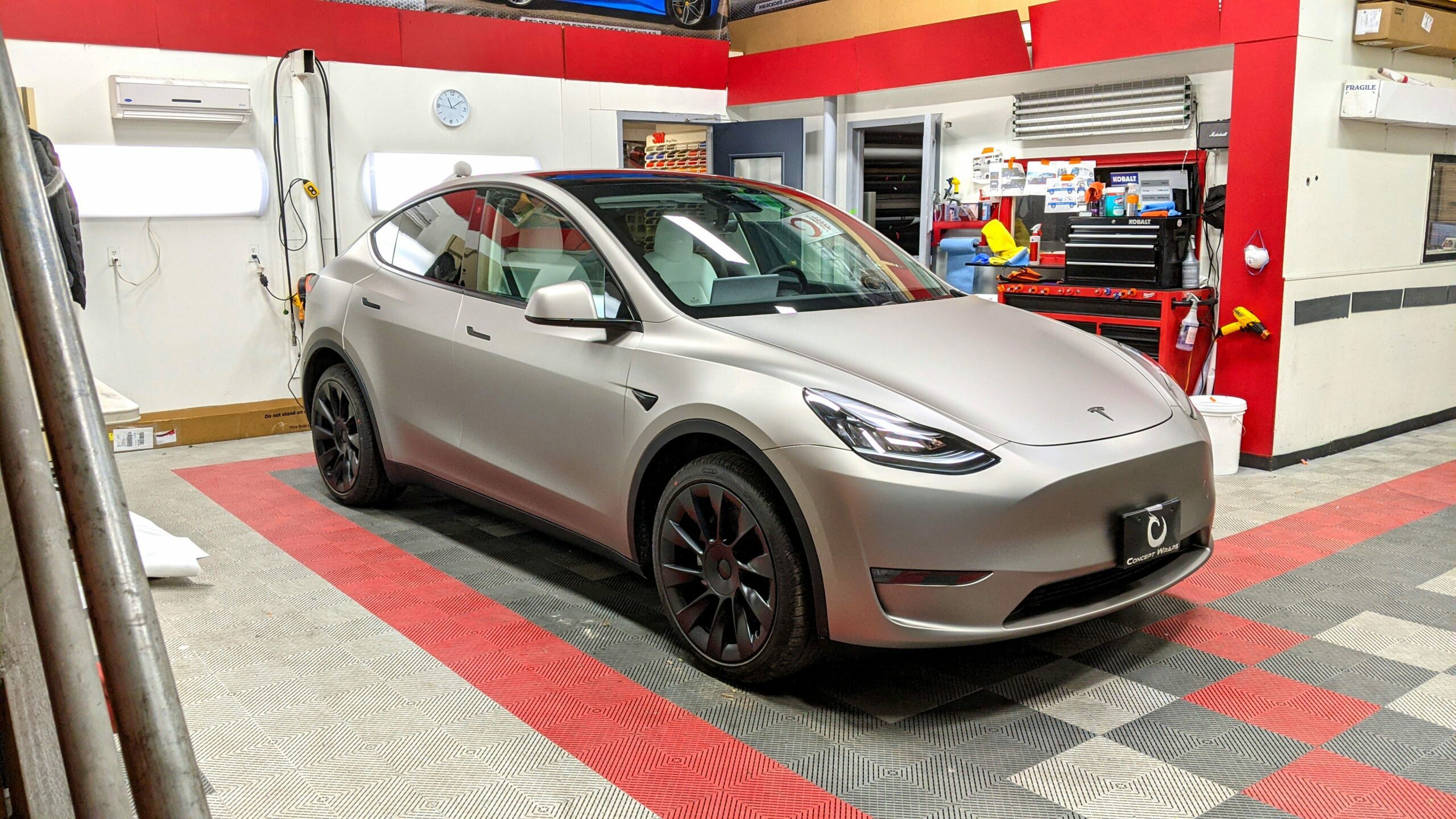 Tesla Model Y Matte Grey Aluminum - Concept Wraps